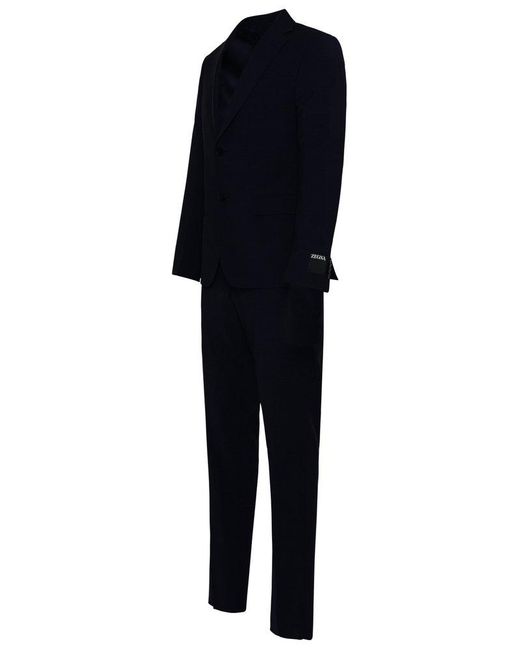 Zegna Drop 8 Suit In Blue Wool Blend for men