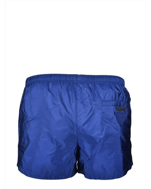 Prada Blue Logo Patch Swim Shorts for men