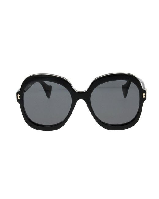 Gucci Oval Frame Sunglasses In Black Lyst 4462