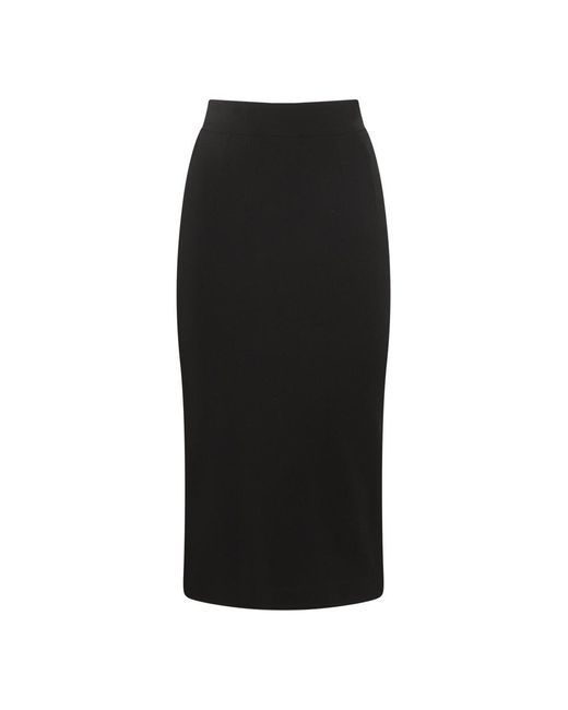 Dolce & Gabbana High Waist Rear Slit Midi Skirt in Black | Lyst