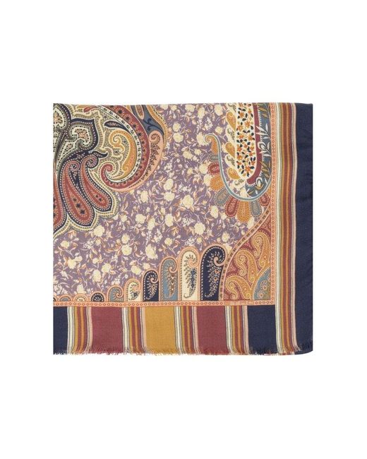 Etro Pink Graphic Printed Frayed-edge Scarf