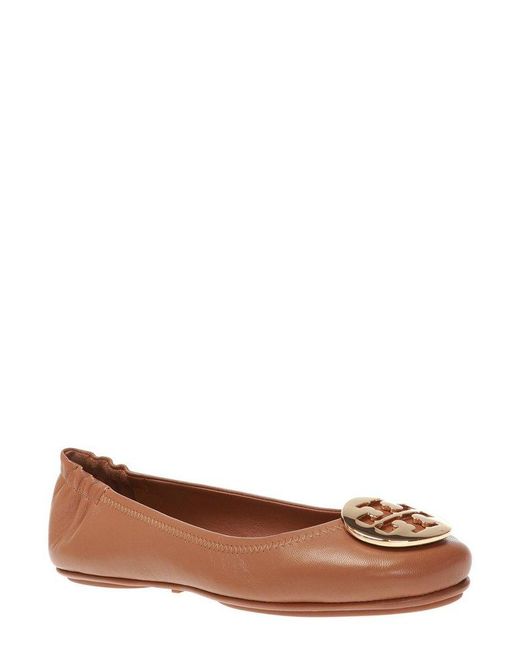 Tory Burch Minnie Travel Ballet Flats in Brown | Lyst Canada