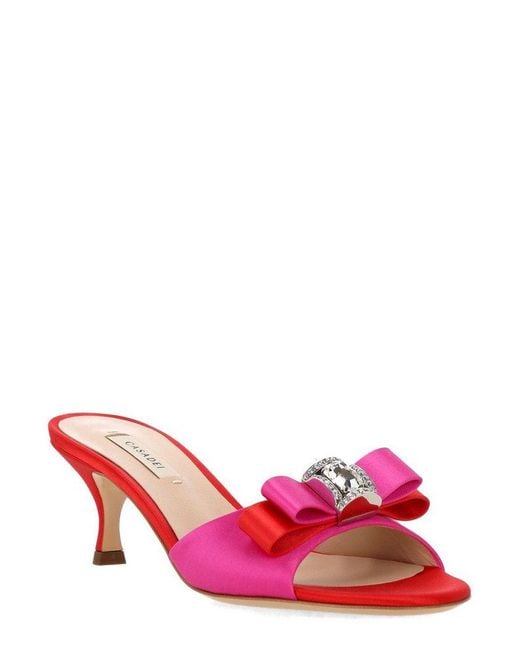 Casadei Red Bow Embellished Sandals