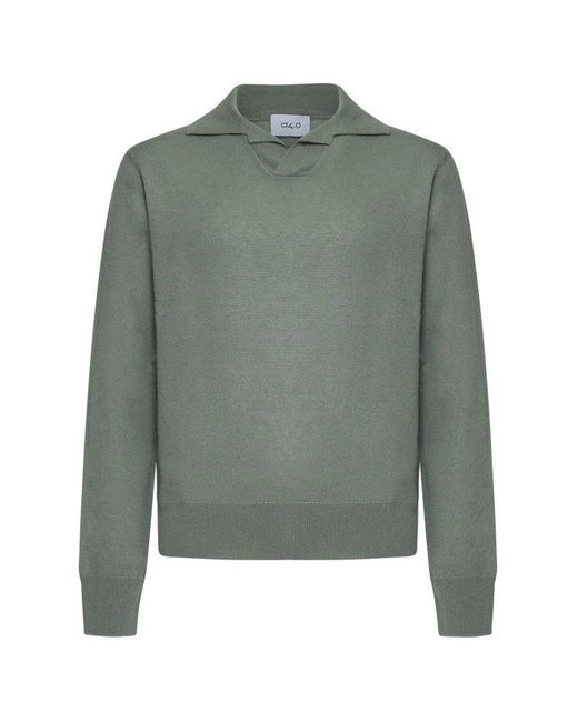 D4.0 Green Classic Long Sleeve Polo Shirt for men