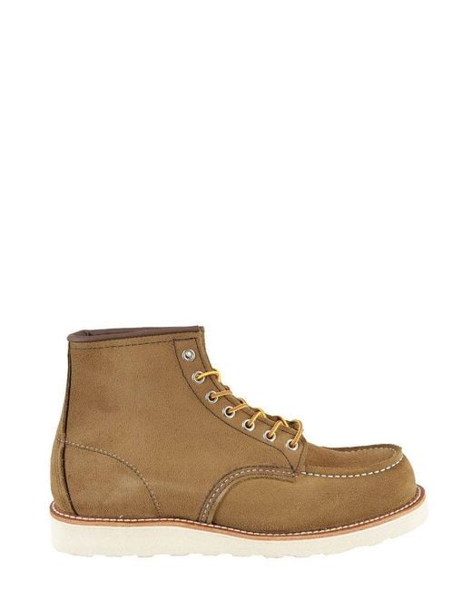 Red Wing Brown Rounded Toe Lace-up Boots for men
