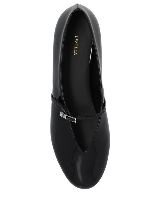 Le Silla Black Danielle Embellished Ballet Flats