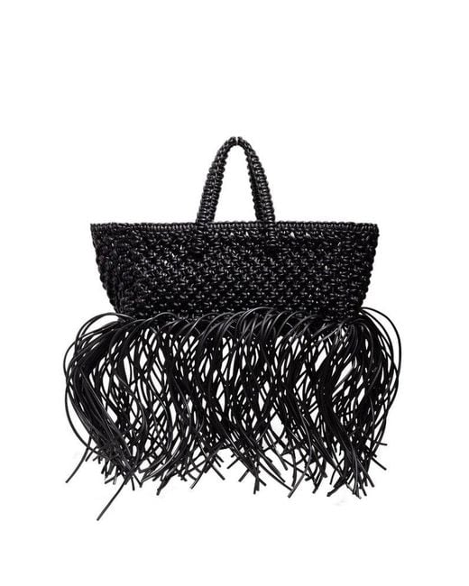 Yuzefi Black Mini Woven Basket Bag