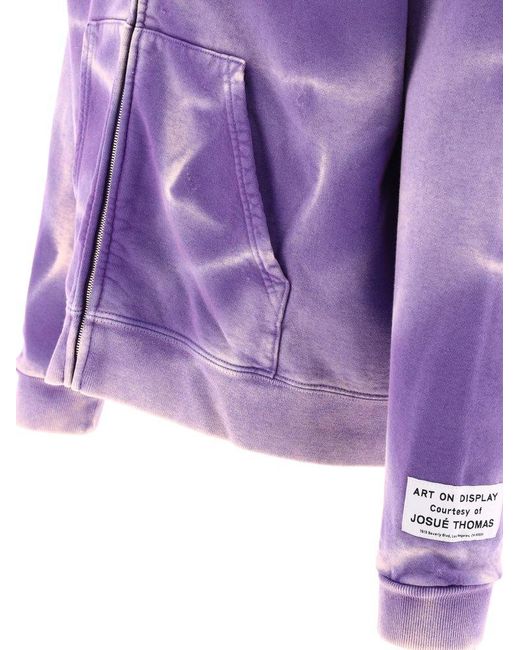 GALLERY DEPT. Purple Tie-dyed Zip-up Drawstring Hoodie for men