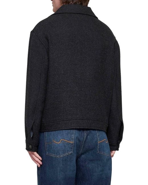 Tagliatore Blue Long-Sleeved Button-Up Coat for men