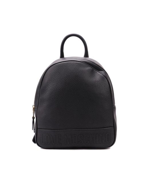 Moschino Black Logo-embossed Zipped Backpack