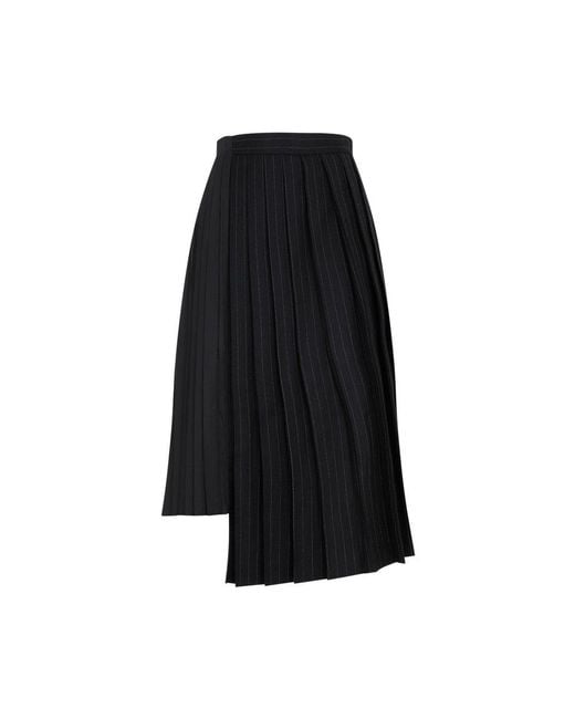 Sacai Black Acai Wool Mix Chalk Stripe Skirt