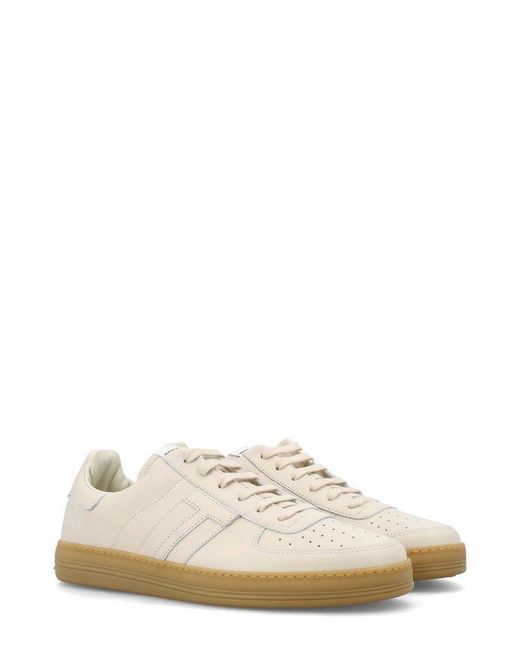 Tom Ford White Logo Patch Low-top Sneakers for men
