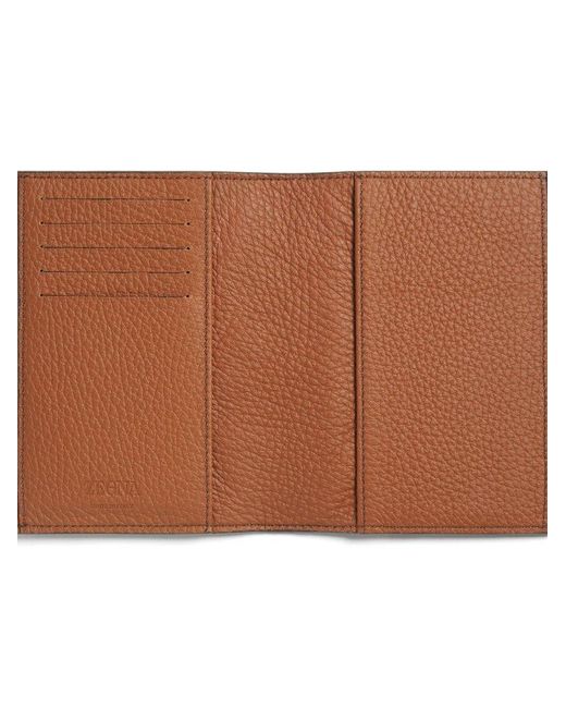 Zegna Brown Logo Plaque Bi-Fold Passport Case for men