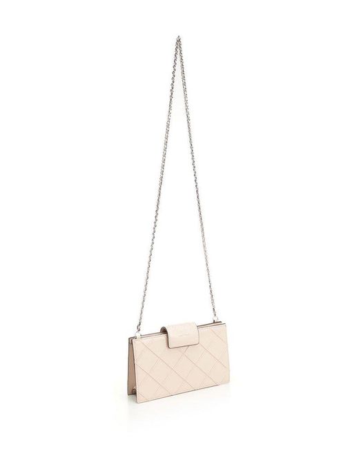 Tory Burch Natural Fleming Mini Chain Wallet