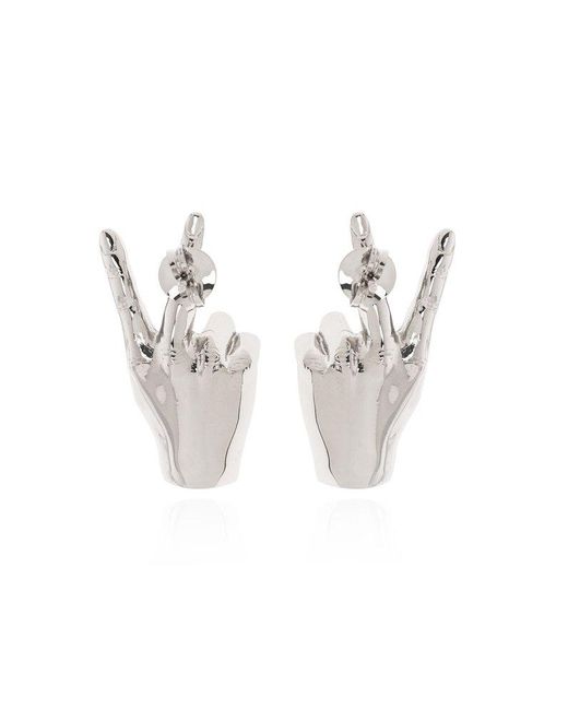 Y. Project Metallic Y Project Earrings With Hand Motif