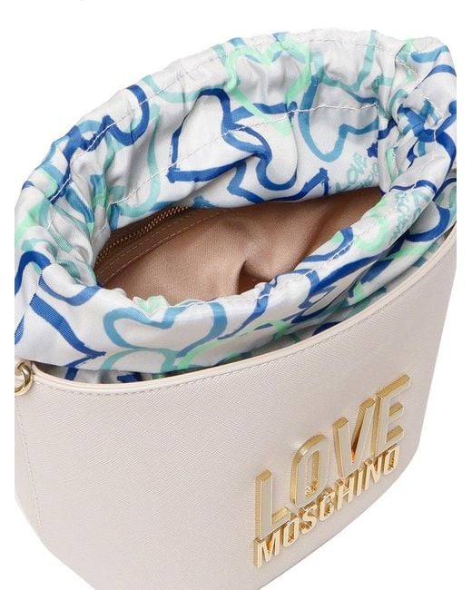 Love Moschino White Logo Bucket Bag