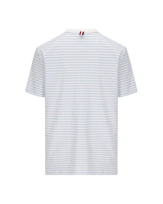Thom Browne White Stripe-printed Crewneck T-shirt for men