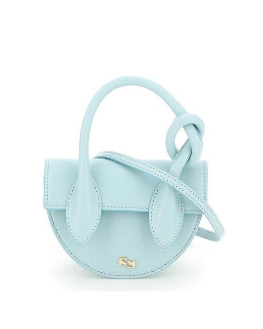 Yuzefi Pretzel Knot Detailed Mini Crossbody Bag in Blue Lyst