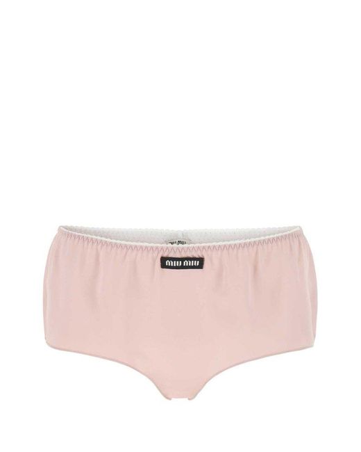 Miu Miu Logo Patch Underwear in Pink | Lyst
