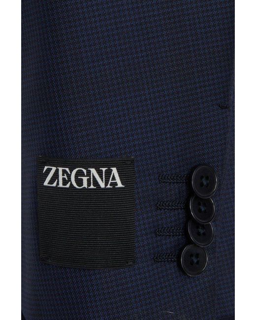 Zegna Blue Logo Patch Single-breasted Tailored Suit for men