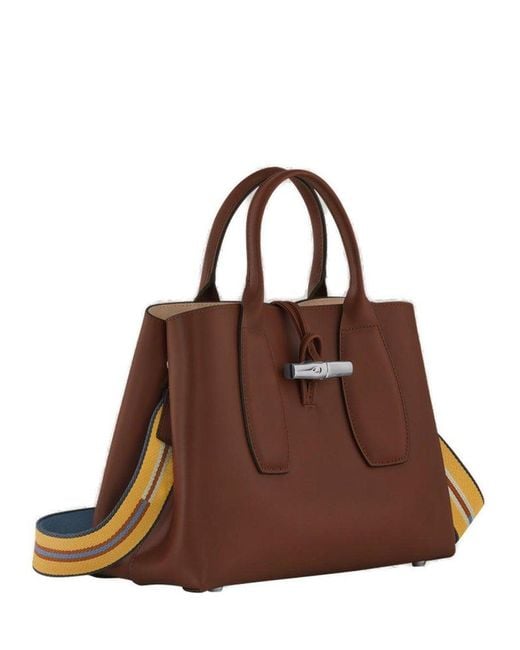 Longchamp Brown Roseau Medium Top Handle Bag