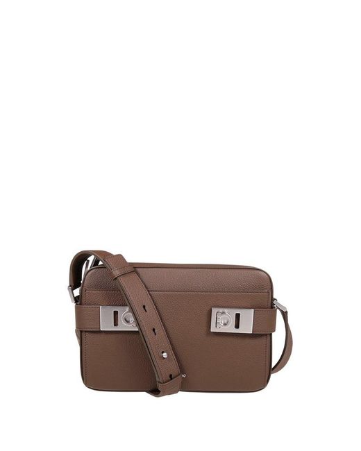 Ferragamo Brown Gancini-buckle Zipped Shoulder Bag for men