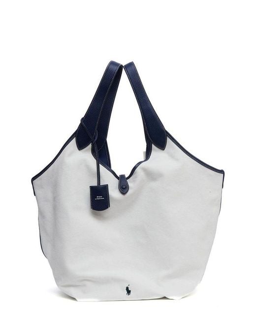Polo Ralph Lauren White Polo Play Large Tote Bag