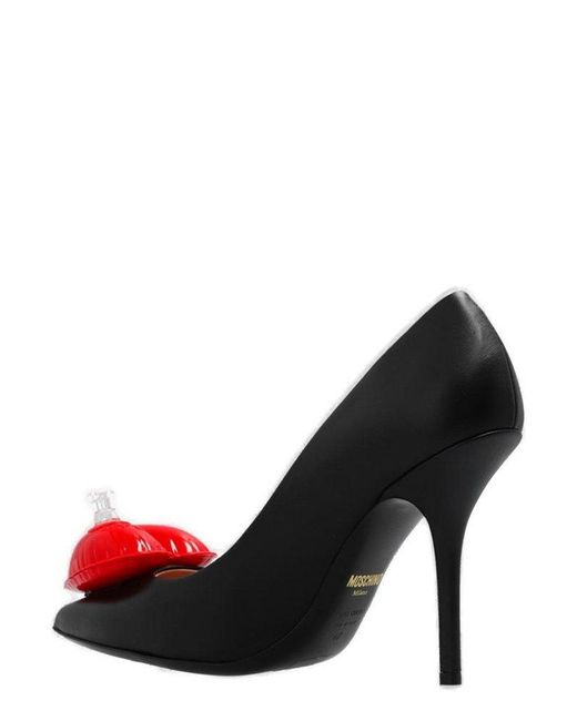 Moschino Black Heart-detailed Pointed-toe Pumps