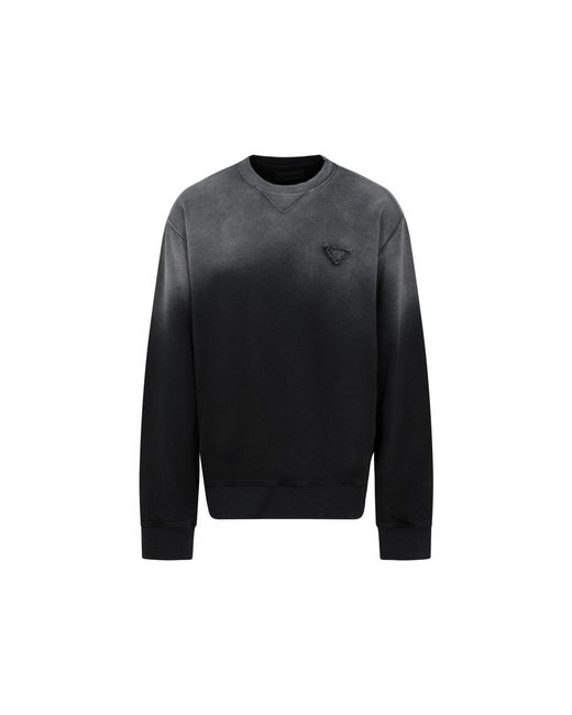 Prada Black Long-sleeved Crewneck Sweatshirt for men