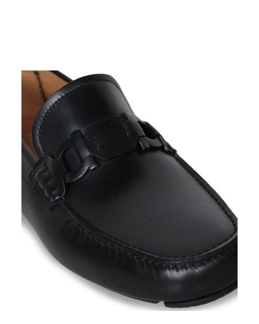 Ferragamo Black Almond-Toe Slip-On Loafers for men