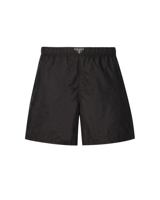 Prada Black Triangle-logo Swim Shorts for men