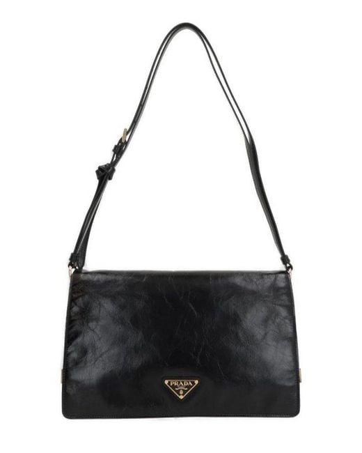 Prada Black Triangle-Logo Shoulder Bag