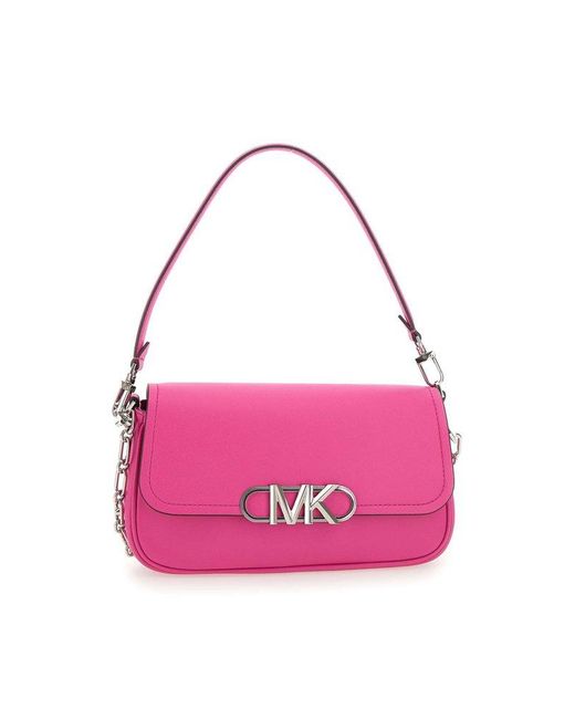 Michael Kors Pink Logo Plaque Medium Parker Shoulder Bag