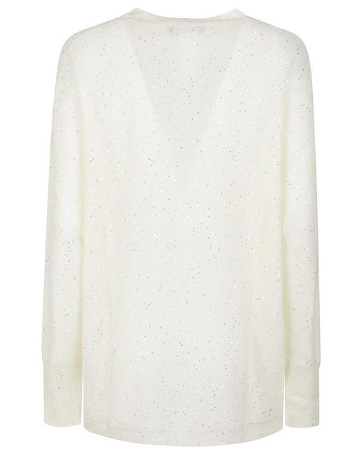 Fabiana Filippi White Sequined Crewneck Cape