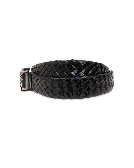 Saint Laurent Black Leather Woven Belt for men