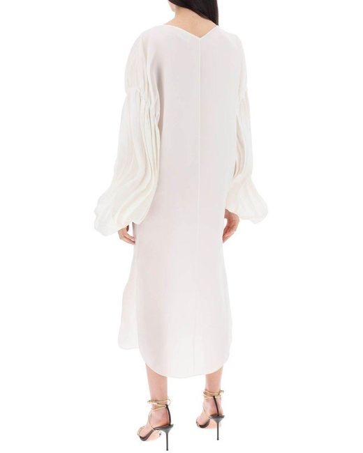 Khaite White Zelma Balloon-sleeved Maxi Dress