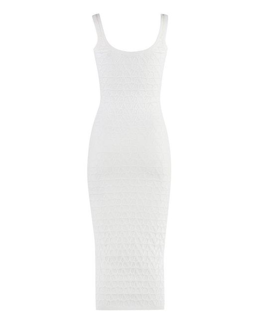 Valentino White Toile Iconograph Jacquard Sleeveless Midi Dress