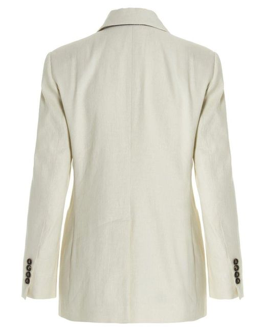 Brunello Cucinelli White Double Breast Linen Blazer Jacket