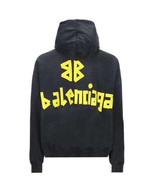 Balenciaga distressed-effect embroidered-logo Hoodie - Farfetch