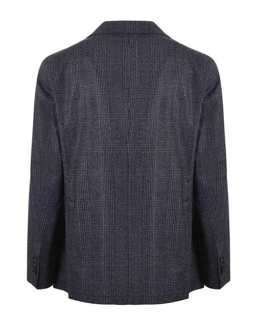 Tagliatore Blue Single-Breasted Checked Blazer for men