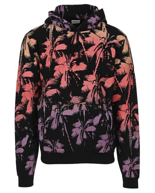 Saint Laurent Multicolor Palm Trees Print Hoodie for men