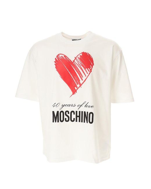 Moschino White 40 Years Of Love Crewneck T-shirt for men