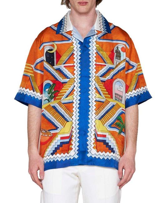 Casablancabrand Multicolor Escalier Infini Silk Short-sleeved Shirt for men