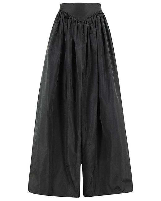 Pinko Black Taffeta Rear-slit Maxi Skirt