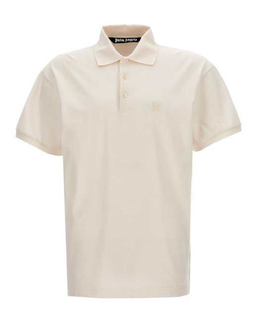 Palm Angels White 'Monogram' Polo Shirt for men