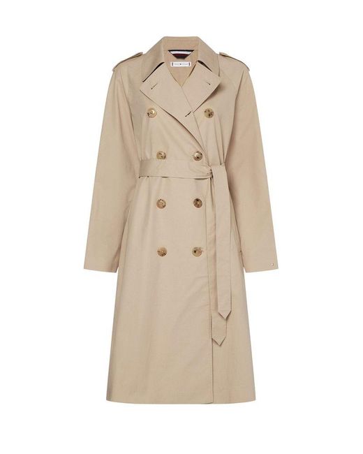 Tommy Hilfiger Natural Double-breasted Belted Trench Coat