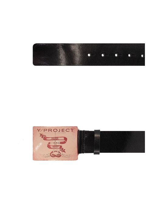 Y. Project Pink Logo Printed Buckle Belt for men