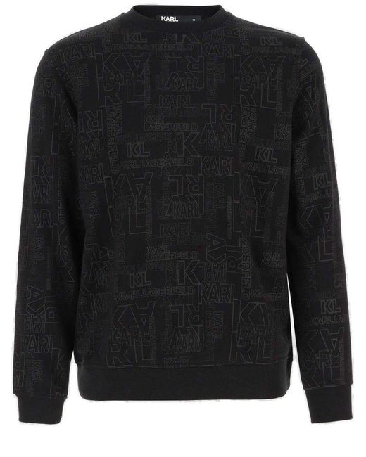Karl Lagerfeld Black Cotton Blend Sweatshirt With Logo for men
