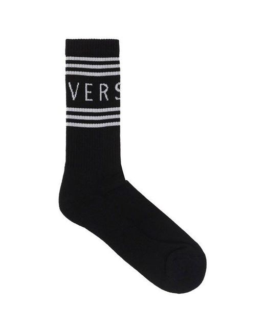 Versace Cotton Athletic Socks in Black for Men - Save 19% | Lyst