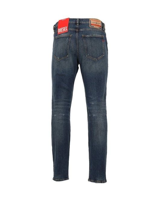 DIESEL Blue Slim-fit Distressed Jeans for men